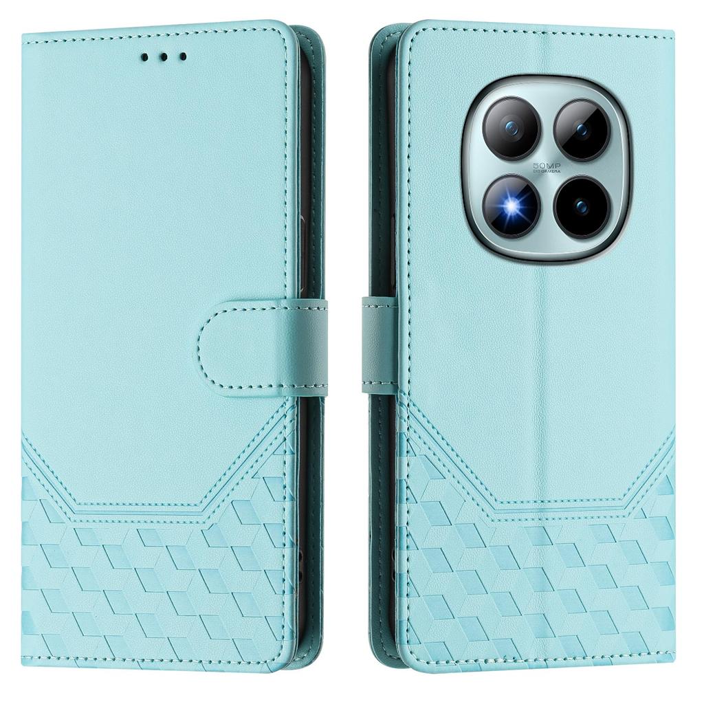 For Xiaomi Redmi Note 15 Pro+ 5G Case Imprinted Honeycomb RFID Blocking Leather Phone Cover with Strap