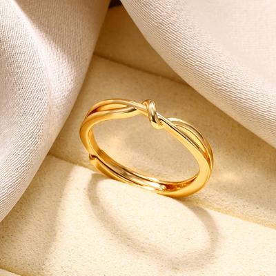 Knotted Thin Ring Female Couple Simple Temperament Hand Gold Color Adjustable Finger Rings Jewelry Accessories Prevent Allergy