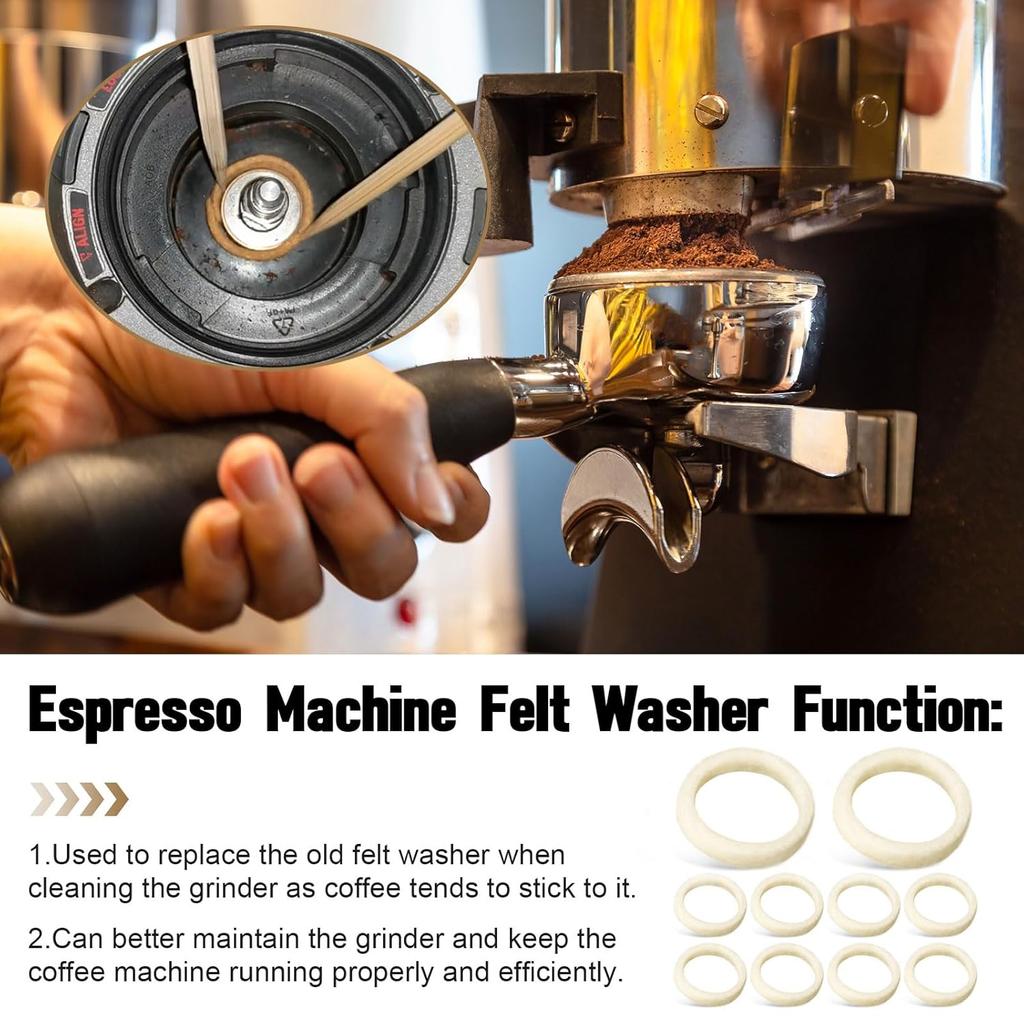 Felt Washer Replacement for Breville Espresso Machine Grinder BES870, BES878, BES880, BES980, BES990, BCG600, BCG820, Felt Washer Lower Burr Wool