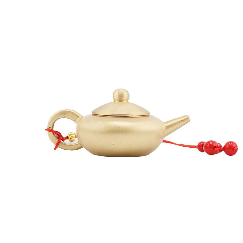 Mini Vintage Brass Teapot Ornament with Exquisite Handle Design