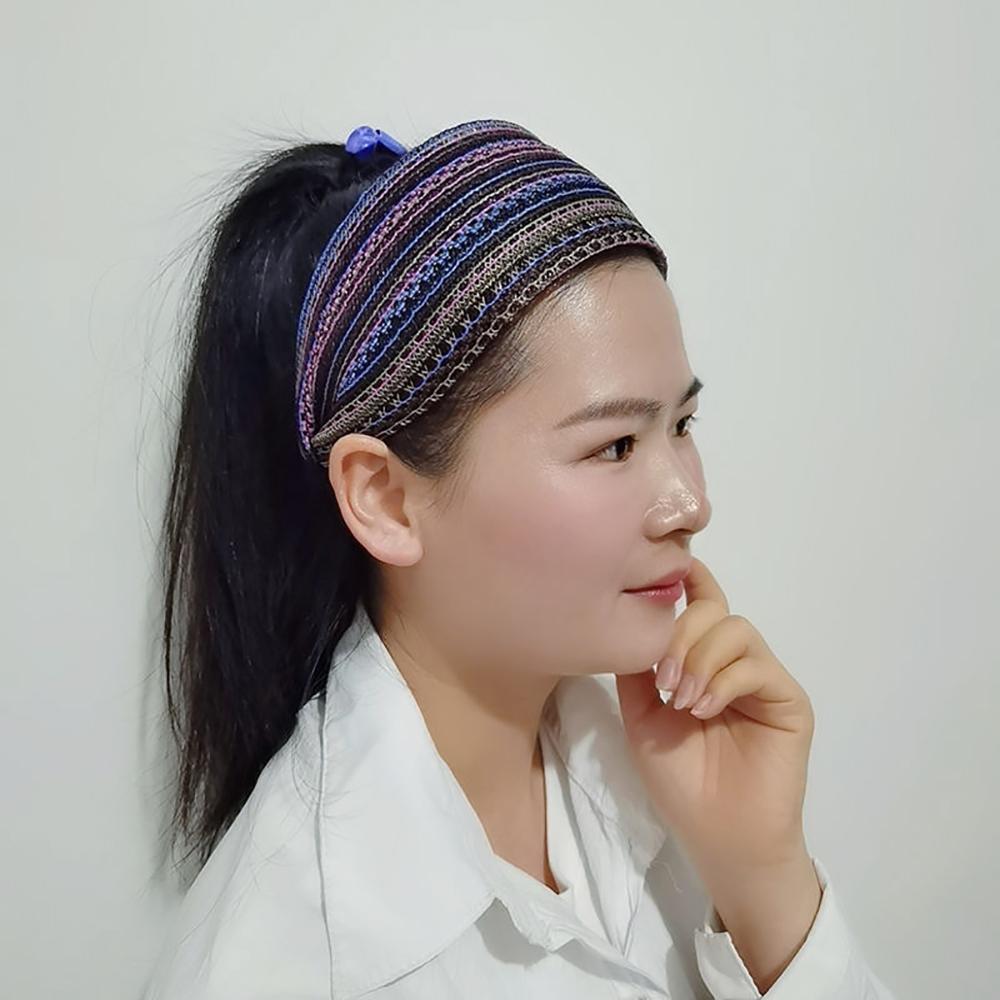 Retro Bohemia Styles Women Cloth Girl Hair Band Hair Accessories Wide Side Headband Mesh Head Hoop