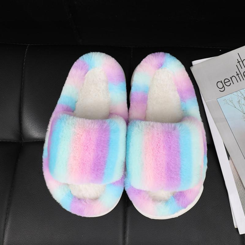 Thick Soled Woolen Slippers for Women In Autumn and Winter, Cotton Slippers for Indoor and Outdoor Wear, Plush Slippers