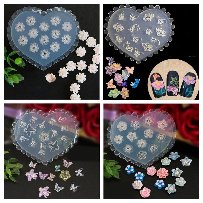 3D Nail Art Mold Silicone Nail Art Cabochon Decortive Mold Nail Art Making Tools Silicone Carved Mold Template Moulds