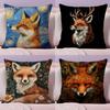 Cute Fox Cushion Cover Plush Fabric Soft Double-Sided Printed Sofa Warm Winter Home Child Gift Pillow Case