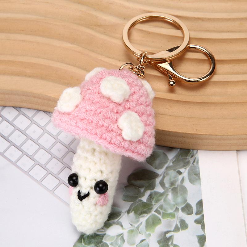 Handmade Crochet Mushroom Keychain - Cute Bag or Car Decoration Gift