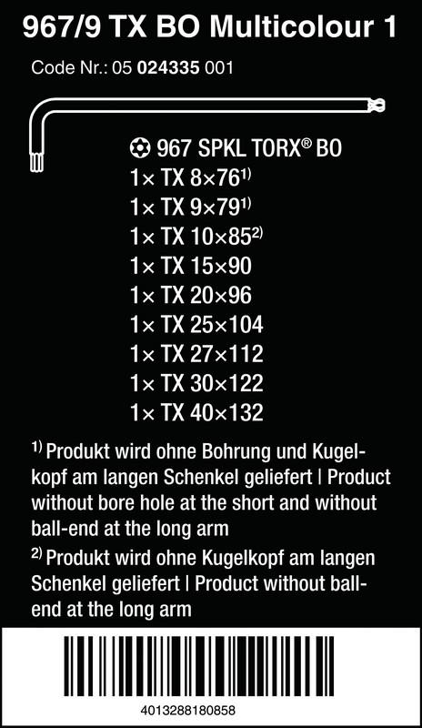 Torx Multicolour Key Set Tx8-Tx40 - W05024335001