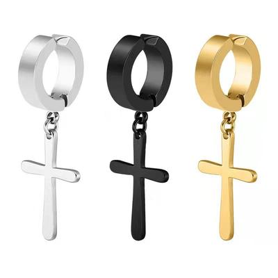 1 Pair Stainless Steel Cross Ear Clips for Men & Women - No Piercing Required
