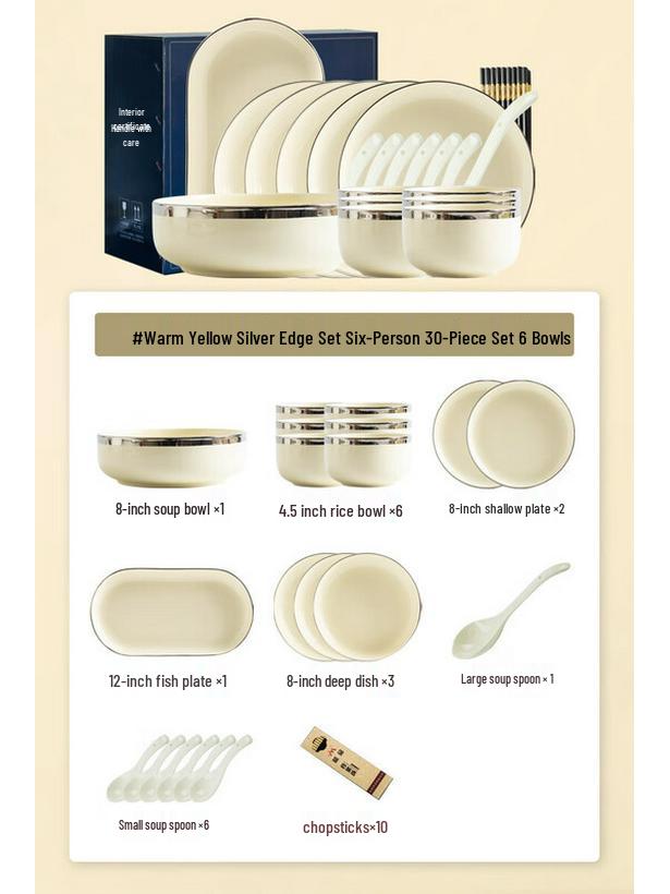 

Moda Lanka Silver-Rimmed Ceramic Dinnerware Set