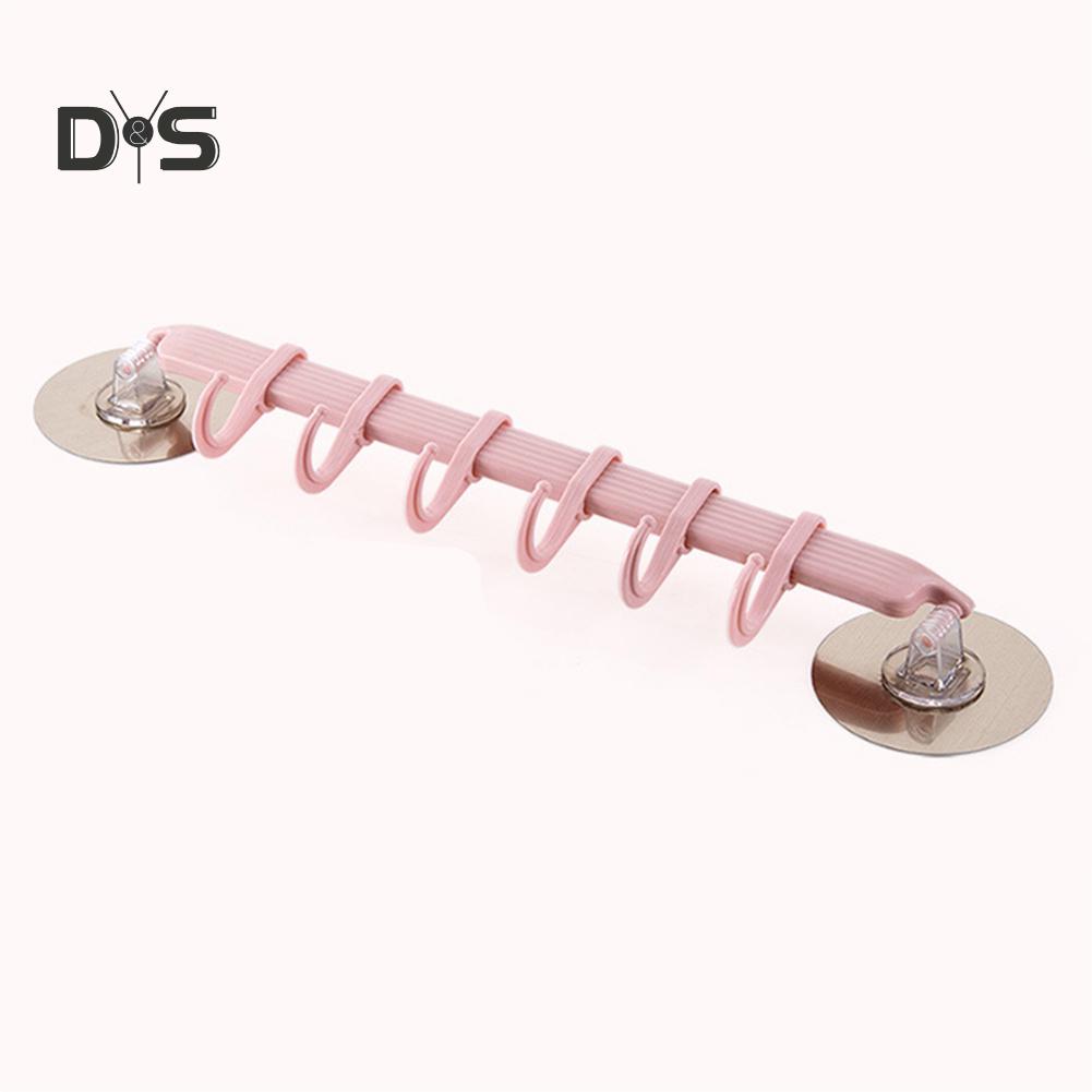 Strong Adhesive Wall Mounted 6-Hook Kitchen Bathroom Hanger Storage Rack Holder