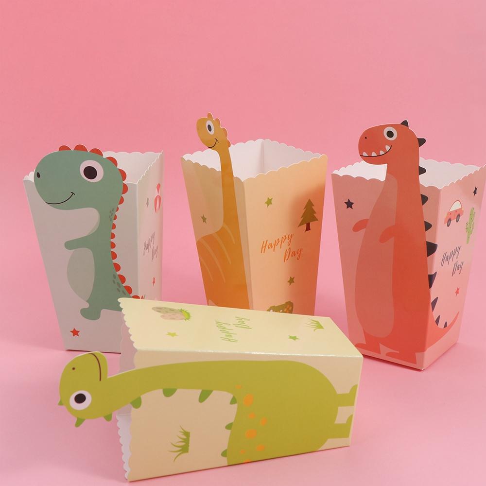 12pcs Dinosaur Themed Snack Packaging Bag Multi Color Snack Treat Boxes  Home Decoration