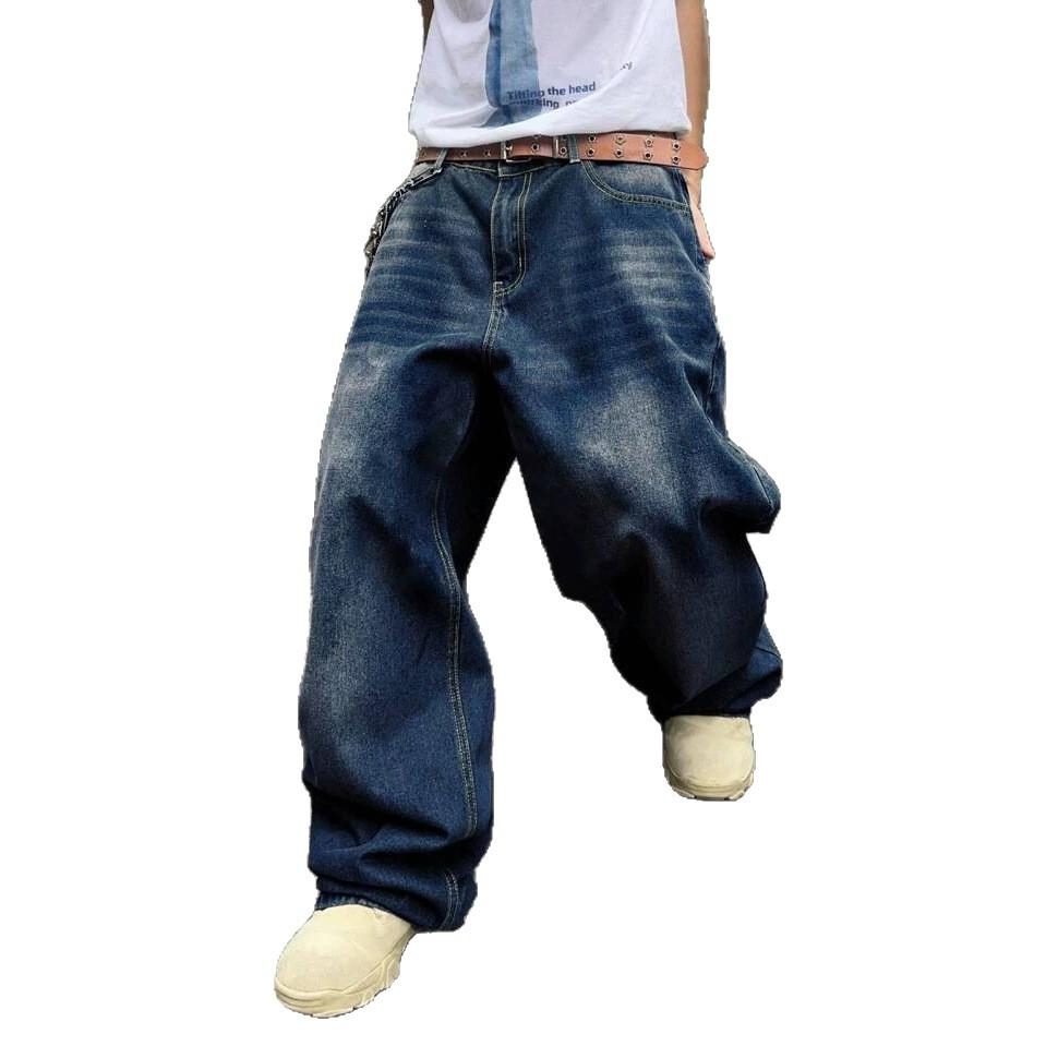 Fashion Old Retro Jeans Men's Autumn New Loose and Thin High-waisted Niche Wide-leg Denim Trousers