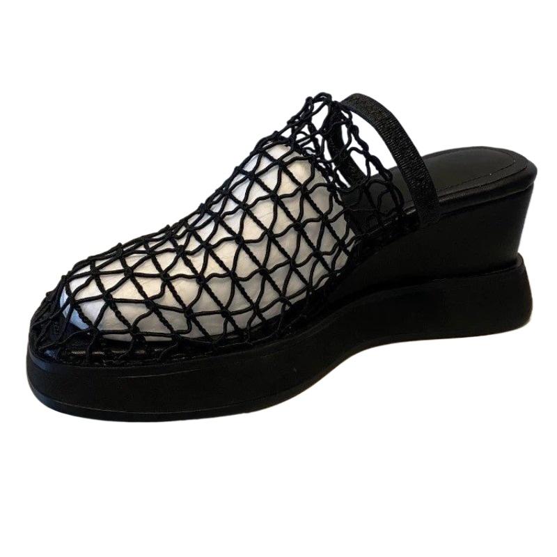 

Fashion Summer New Round Toe Deep Toe Slippers A Breathable Anti-slip and Wear-resistant Waterproof Platform High Heels 39