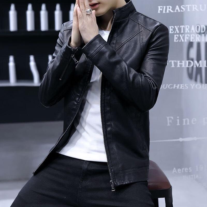 Romon Men's Stand Collar Casual Motorcycle Jacket