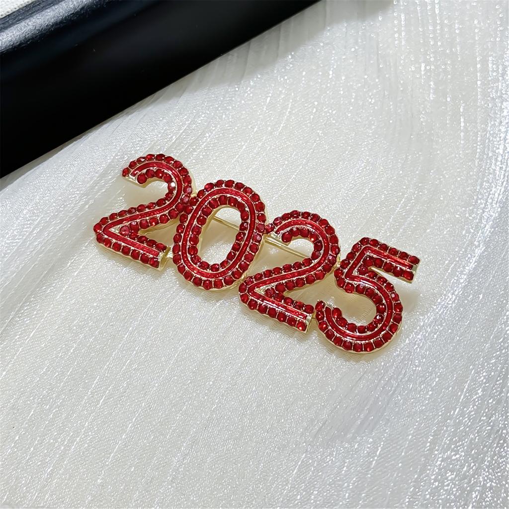 New Year Collar Lapel Pin Rhinestones Crystal Brooches Perfect for Backpack Clothing Stylish Collar Pin Brooch 2025
