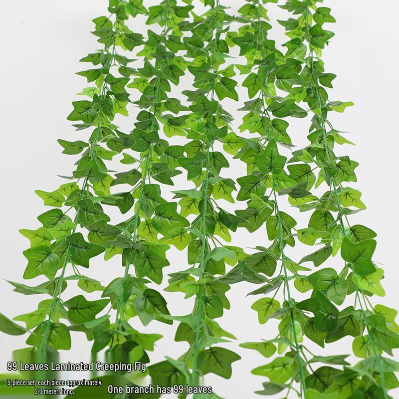 Artificial Rattan Green Pothos Leaf Vine: Decorative Plastic Plant for Ceiling or Home Décor