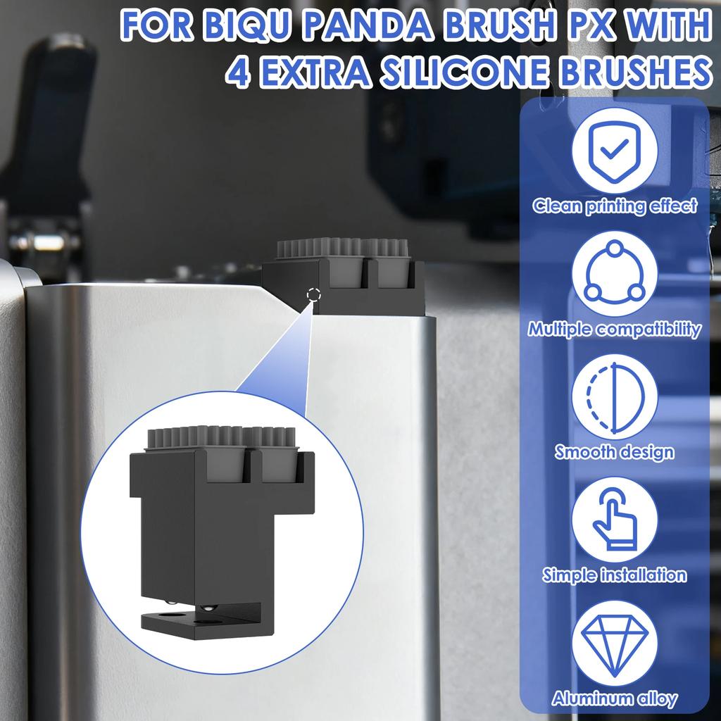 For Bambu Lab X1 P1S Series Nozzle Brush Bambu Lab Wiper Silicone Brush Mounted Scrubbers Print Head Cleaner Printer Head Wiping