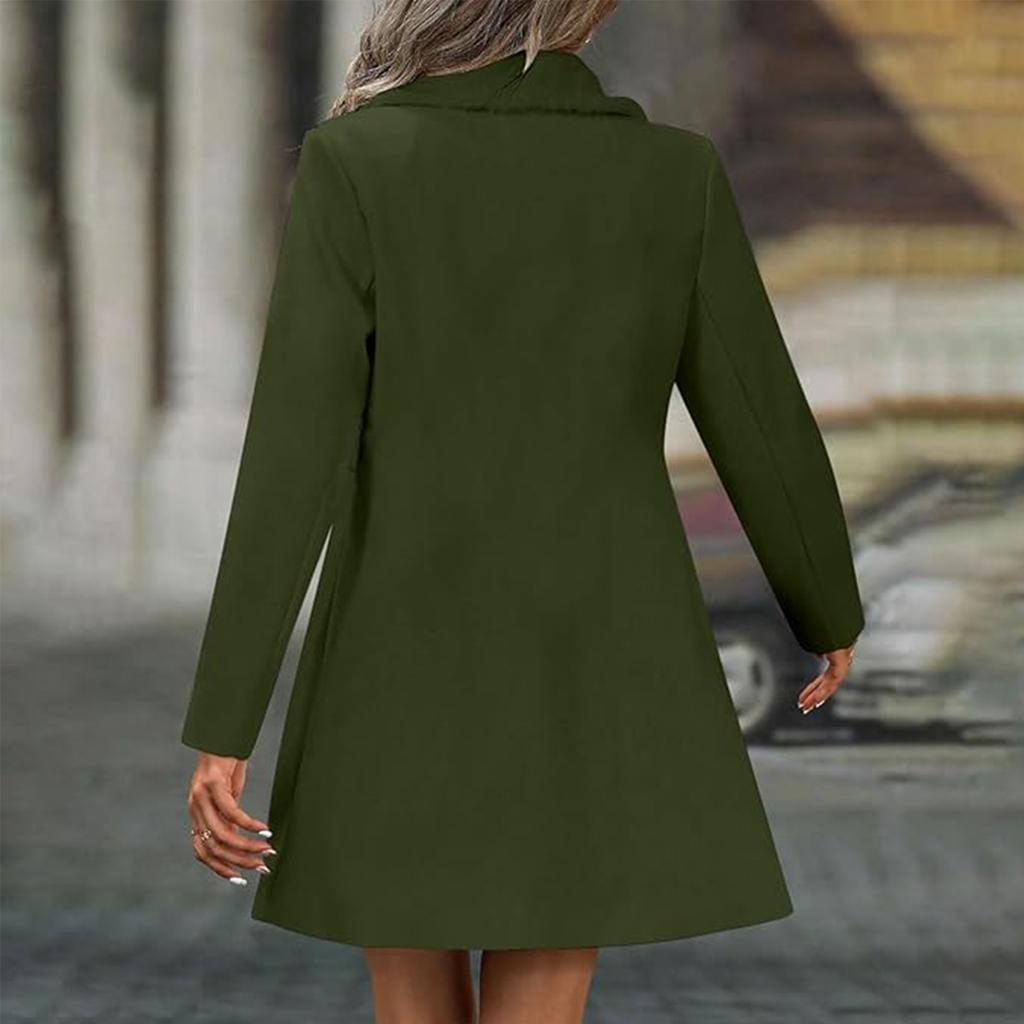 Damen Freizeit- und Modejacke Einfarbig Revers Doppelknopfmantel