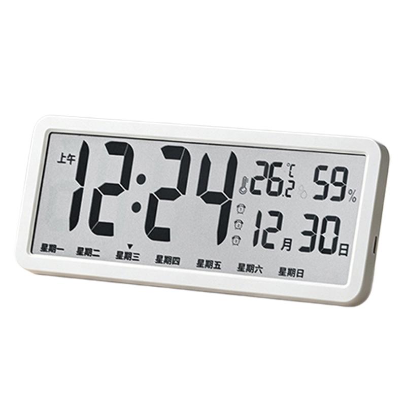 Electric Wall Clock Wide Screen Digital Wall Desk Clock with Chinese Calendar Screen, Temperature and Air Moisture Display for Daily Use
