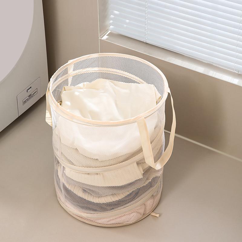 Collapsible Laundry Bag Foldable Laundry Basket Dirty Clothes Hamper Portable Mesh Dirty Clothes Basket Household Storage Basket