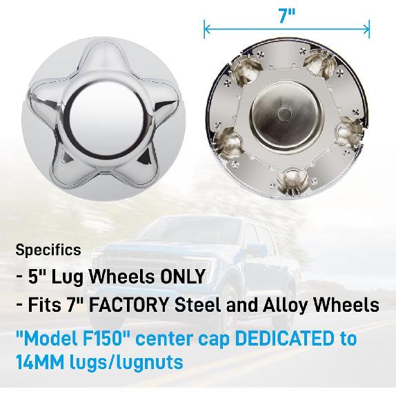7" Center Cap With 5-Lug Steel Wheel Chrome For Ford 1997-2003 F150 F-150 97-02 Expedition