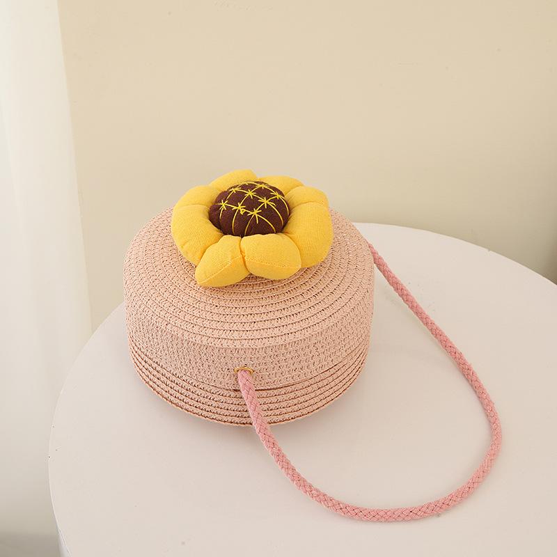 Round Straw Bag Women Woven Crossbody Beach Bag for Ladies Cute Rattan Handmade Knitted Shoulder Bag