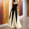 European & American Women's Color Block Loose Fit Waist-Cinched Vacation Dress