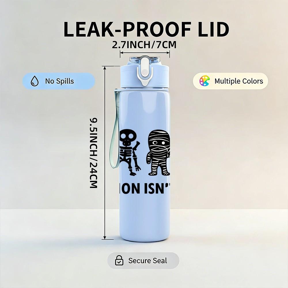 1PC Ghost Silhouette Quote Text 750ml Color Plastic Sports Water Bottle Leakproof Flip Straw Lid Suitable for Sports Office Home Use