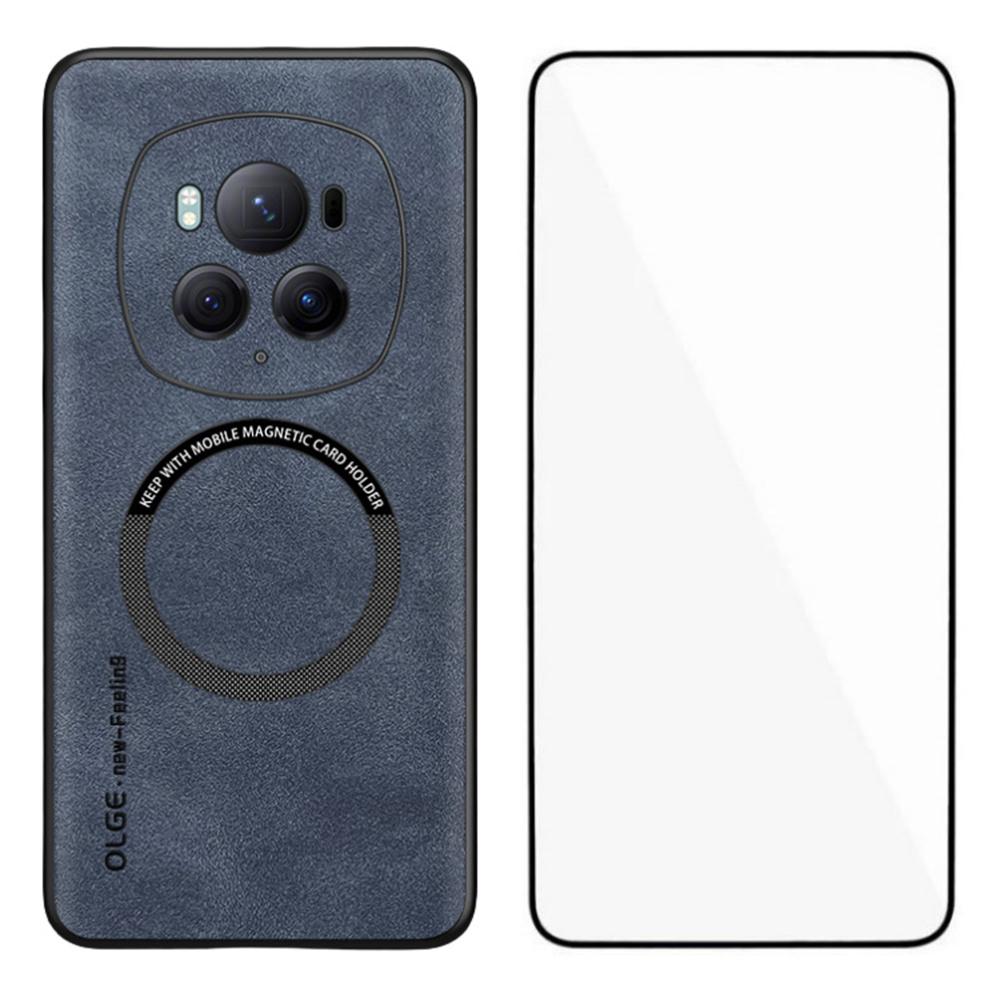 WANLONFENG YBP Series For Honor Magic6 Pro 5G Magnetic Case with Tempered Glass Film PU Leather+TPU Phone Cover Precise Cutouts