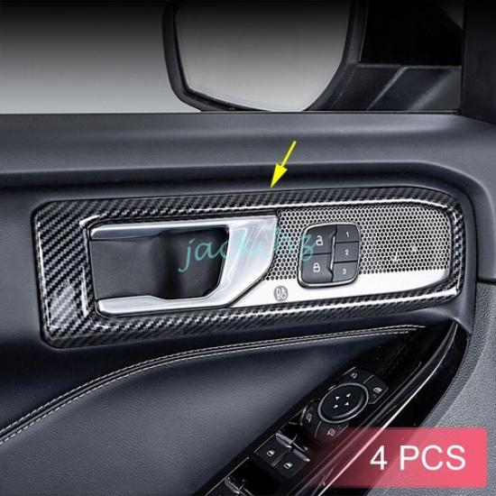 Carbon Fiber Interior Door Handle Surrounds Trims For -2024 Ford Explorer