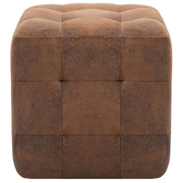 VidaXL 2 pcs Tables de chevet Marron 30x30x30 cm Similicuir daim