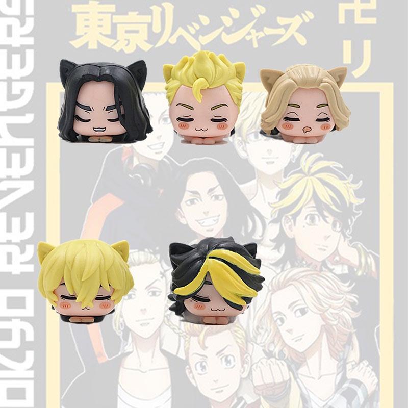 5-piece Tokyo Avenger Cat-ear Sleeping Handmade Pvc Figures Set