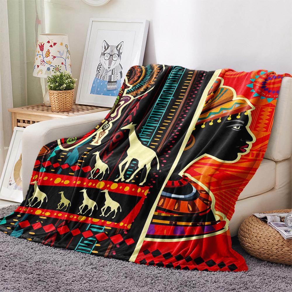 1Pc African Woman Print Flannel Blanket, High Quality Comfortable for All Seasons, Home Decor, Warmth and Comfort, Perfect for Christmas Gifts