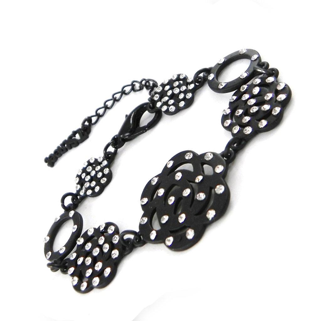 Les Trésors De Lily [G8742] - Black 'Camélia' Designer Bracelet