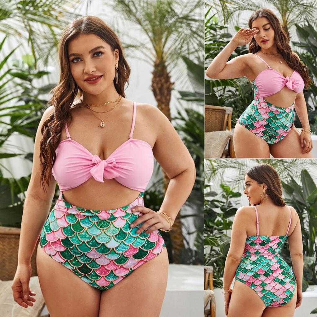 Women Sexy High Waist Hollow Swimwear Print Swimsuit Push Up Bikini