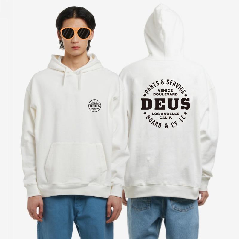 Korean Version Vintage Long Sleeve Y2k Hoodies DEUS EX MACHINA Printed Letter Crew Neck Sweatshirt Hooded Pullover Sweatshirt