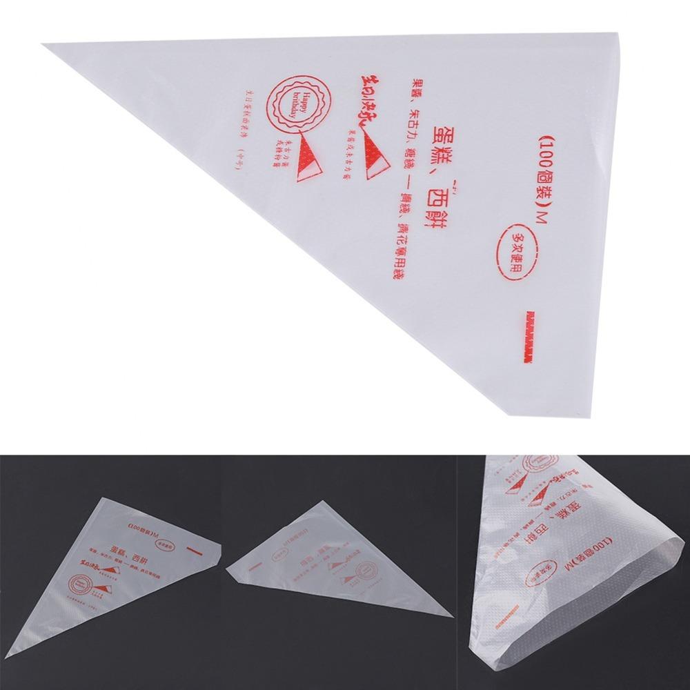 100PCS Non-Slip Icing Bags PP Disposable Piping Bags Thickened Transparent Pastry Bags Large Bakery M