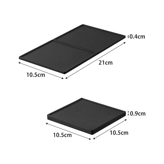 Yamazaki Jitsugyo 11035 Folding Double Coaster Black W10.5 X D21 X H0.4cm Tower Coaster Silicone with Border Expand To 2 Sides Fold To 1 Side