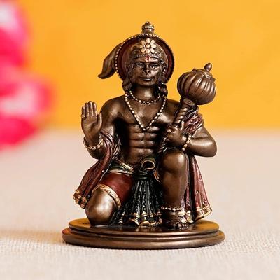 Posąg Hanumana z Buławą | Hanuman Ji Murti do świątyni domowej Mandir Błogosławieństwo Boga Hanumana Idol do deski rozdzielczej samochodu Biuro domowe