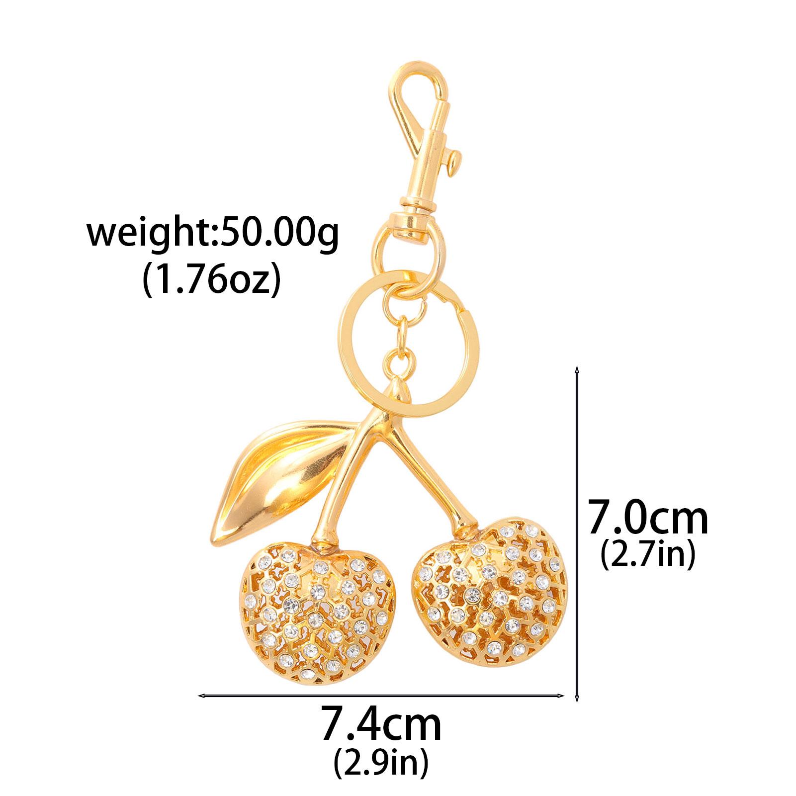 Delicious Crystal Red Pink Cherry Keychain Cute Fruits Cherries Pendant Keyring For Women Jewelry Bag Key Accessories Gift