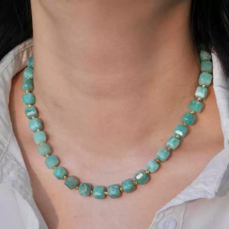 Summer High-End Sense Full Square Tianhe Stone Beaded Collarbone Chain Niche Design Sense Literary And Retro Necklace