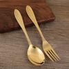 Pure Copper Korean Household Long-handled Spoon, Tableware Eating Spoon, Exquisite Round Head Small Spoon, Western Food Main Meal More Spoon