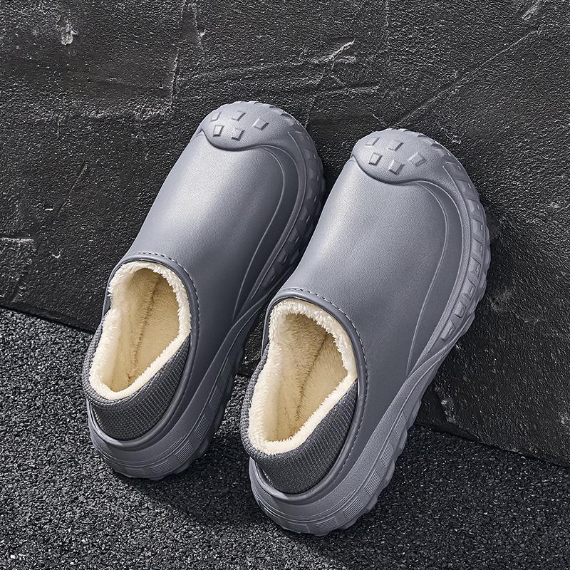 2025 Winter Waterproof Cotton Slippers: Warm, Slip-On, Fleece-Lined, Heel-Covered for Men & Women