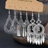 3Pairs/Set Boho Antique Silver Color Waterdrop Round Tassel Drop Earrings For Women Men Ethnic Geometric Leaf Earrings Jewelry