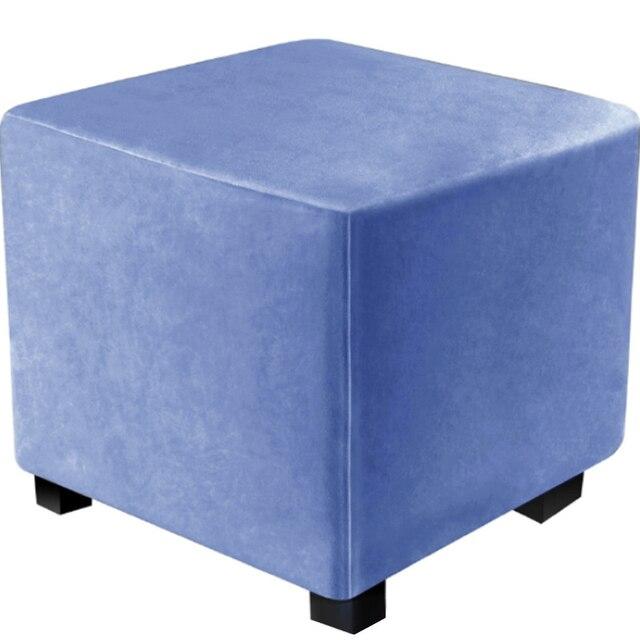 Housse de chaise carrée tout compris, housse de repose-pieds en velours élastique, protection à 360 degrés, housse de pouf pour salon
