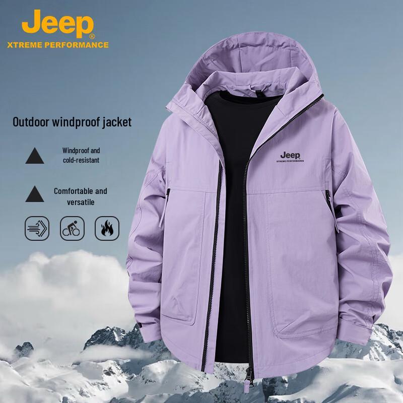 JEEP Unisex Retro Outdoor Hooded Work Jacket S