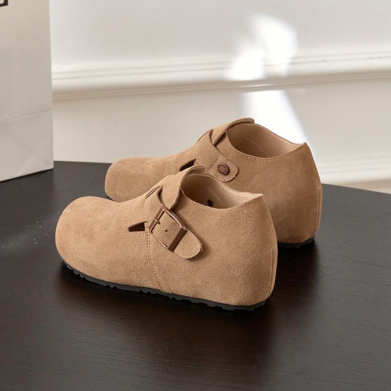 Rindsleder~ Innenhöhenerhöhung cm echtes Leder Damen kleine dicke Sohlen tragen ein Pedal faule einzelne Schuhe