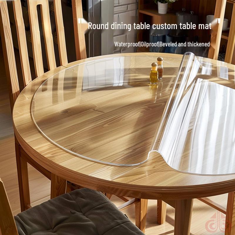 

Round Waterproof Transparent PVC Tablecloth - Soft, High-End, Oil-Proof Table Mat Diameter 60CM