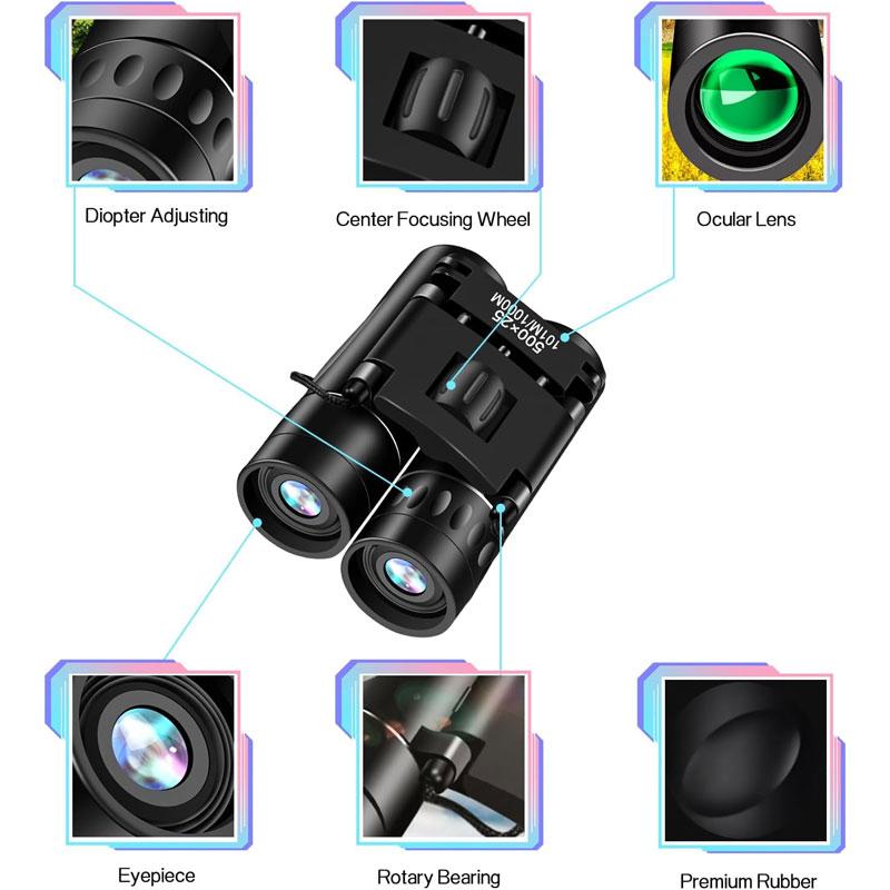 Fernglas-Teleskop, Mini, tragbar, Zoom, Hd, zusammenklappbar, große Reichweite, 50000 m, Nachtsicht für Outdoor-Camping-Konzerte