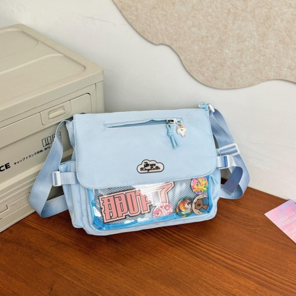 Cute college style girl tote messenger bag Japanese ins simple large capacity shoulder bag transparent female pain bag