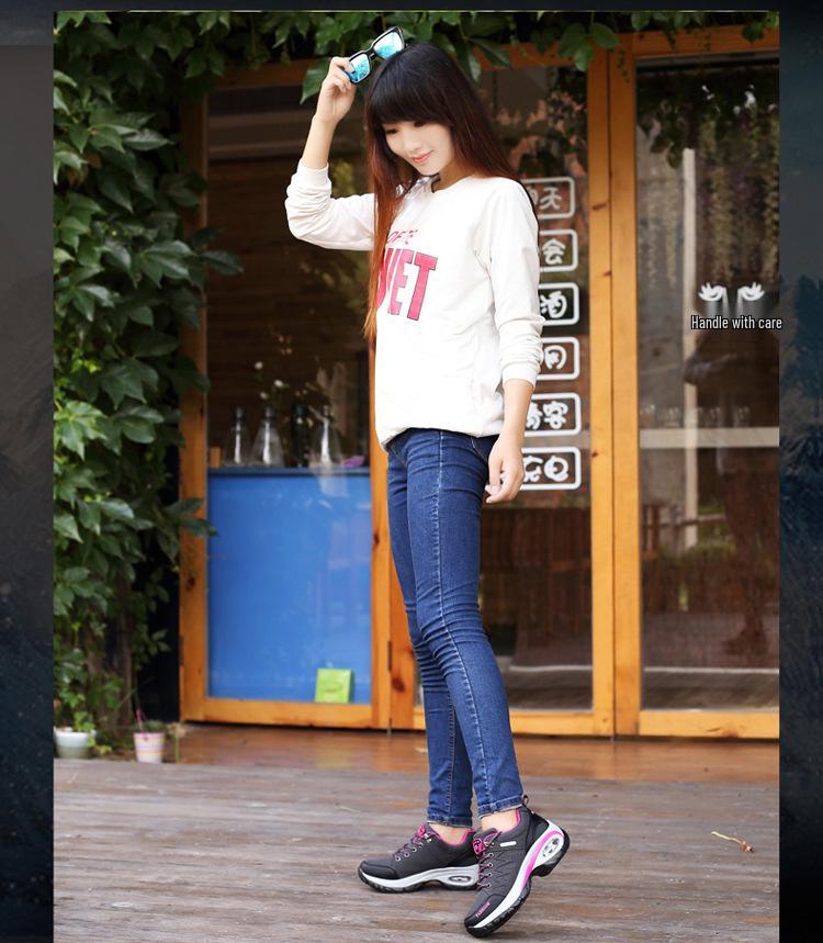 Women's Air Cushion Height-Increasing Hiking & Walking Shoes, Non-Slip Breathable Casual Sports Shoes, Large Sizes 41-42.